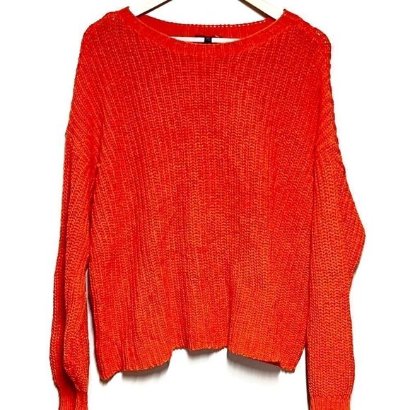 EILEEN FISHER Sweater Organic Cotton Shaker Knit Pullover Long Sleeve Orange 1X - Picture 5 of 9